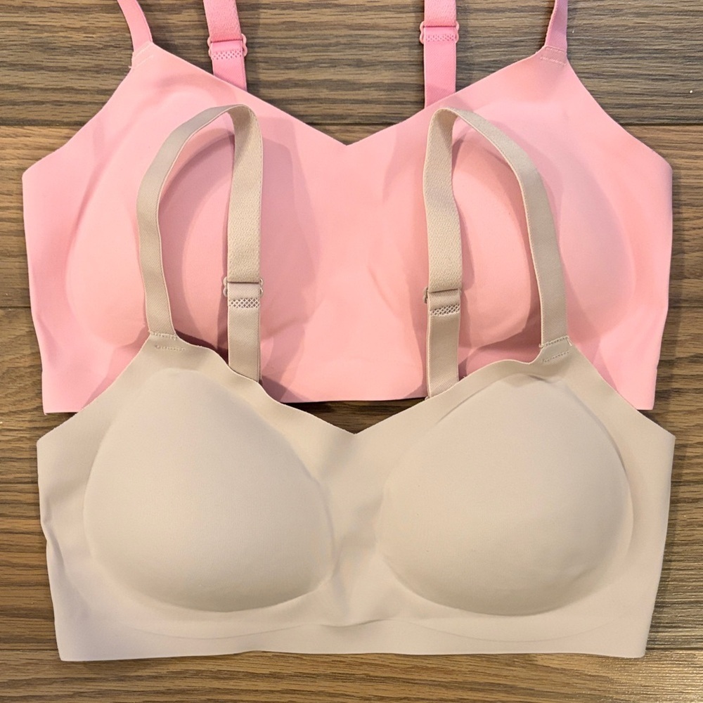 H by Halston NWOT Seamless Wireless Bras (2 pack) in Pink and Beige size medium - Picture 7 of 7